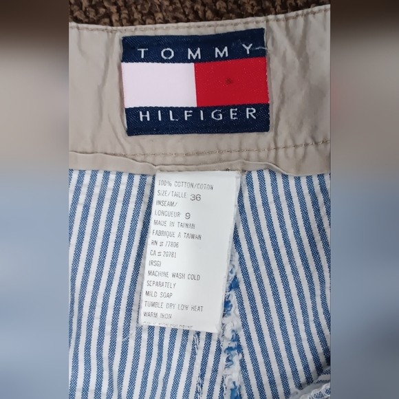 Tommy Hilfiger Shorts Men's Sz 36 Blue Seersucker Striped Chino VTG Casual - Picture 8 of 8